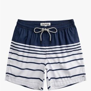 Men's Striped Navy and White Swim Trunks